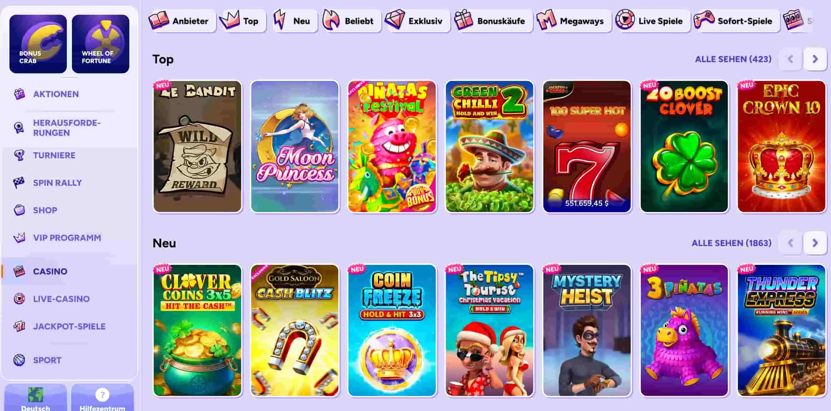 Pr&auml;mienprogramm bei SpinBara Casino